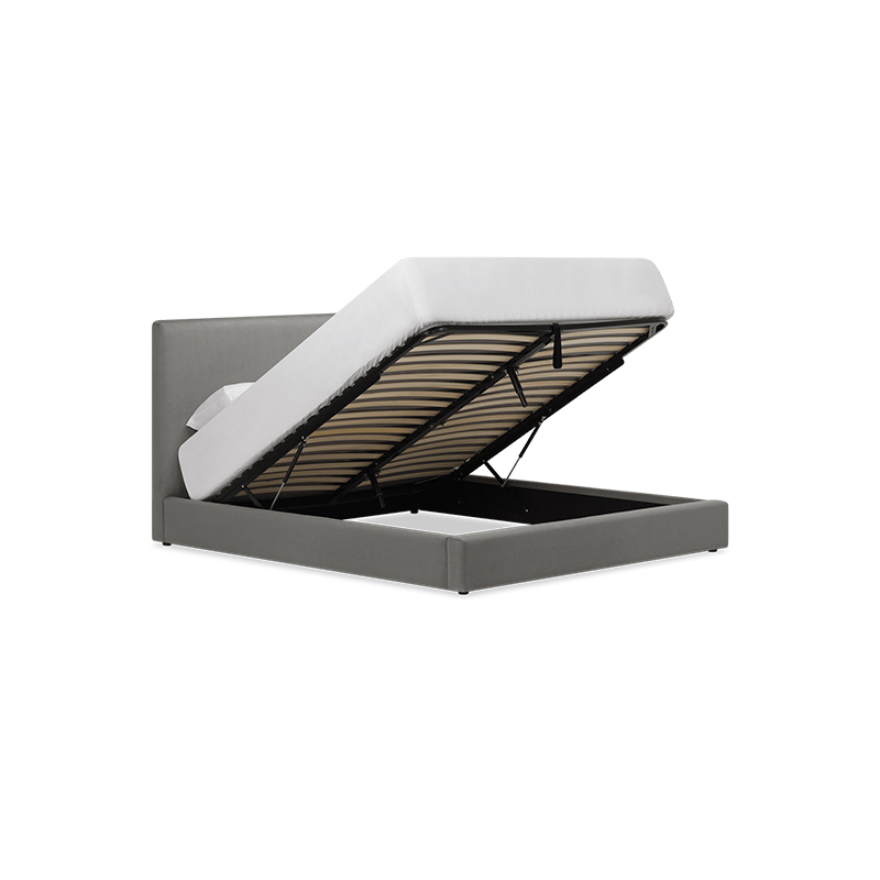 auremo gas lift bed beds k2 kw kr 77130 echosuede charcoal front angle 2 pdp desktop 1.webp