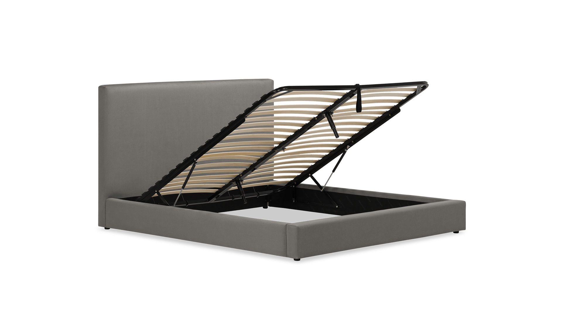 auremo gas lift bed beds k2 kw kr 77130 echosuede charcoal front angle 3 pdp desktop 1