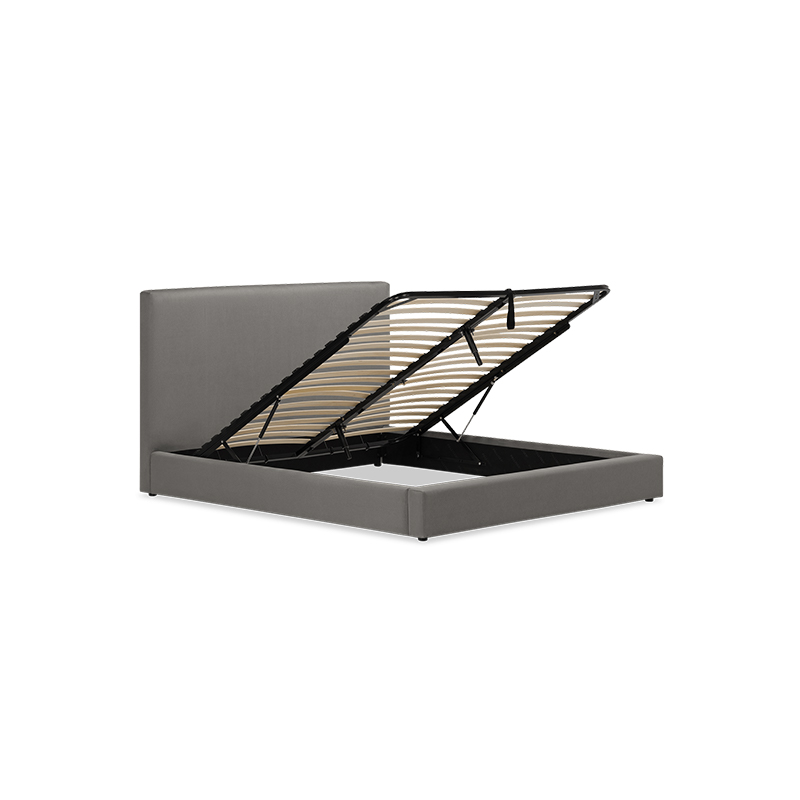 auremo gas lift bed beds k2 kw kr 77130 echosuede charcoal front angle 3 pdp desktop 1.webp